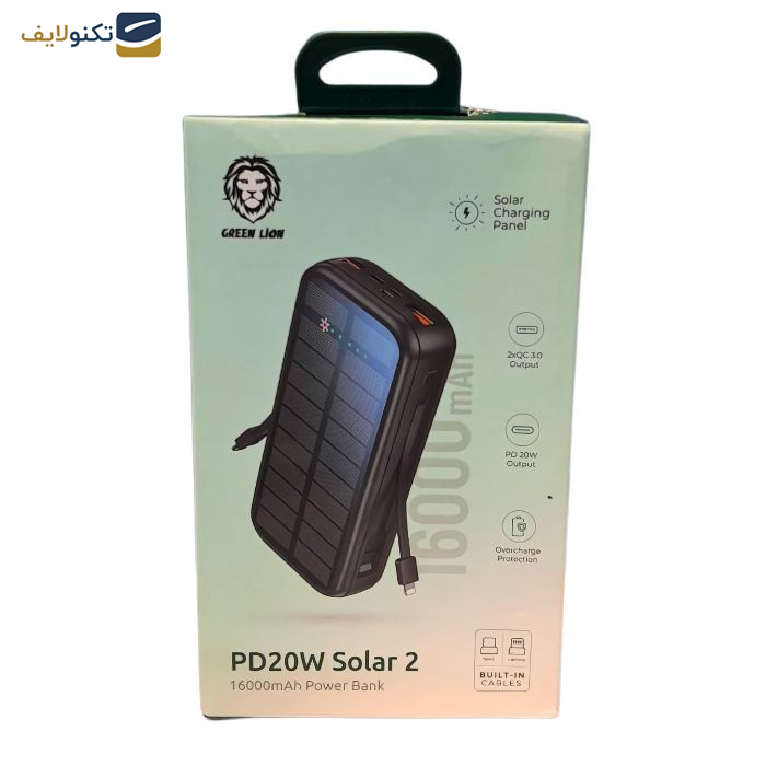 پاوربانک خورشیدی گرین لاین مدل PD20W SOLAR2 ظرفیت 16000 میلی آمپر ساعت پاوربانک خورشیدی گرین لاین مدل PD20W SOLAR2 ظرفیت 16000 میلی آمپر ساعت