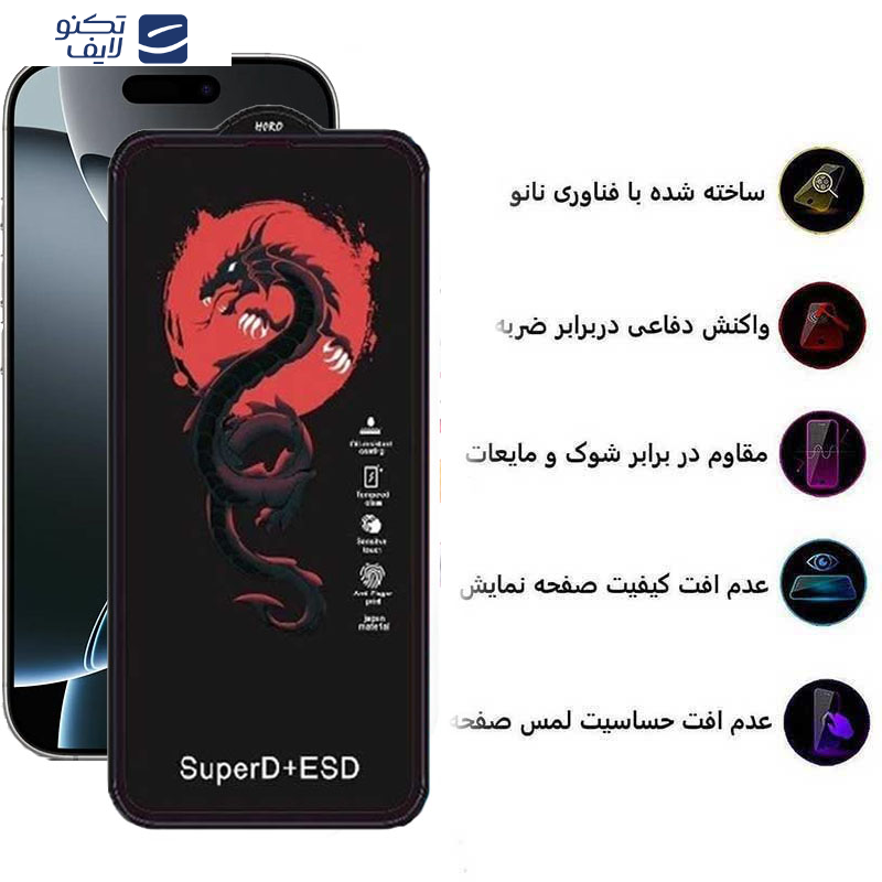 محافظ صفحه نمایش اپیکوی مدل Dragon ESD مناسب برای گوشی موبایل اپل iPhone 16 Pro  محافظ صفحه نمایش اپیکوی مدل Dragon ESD مناسب برای گوشی موبایل اپل iPhone 16 Pro