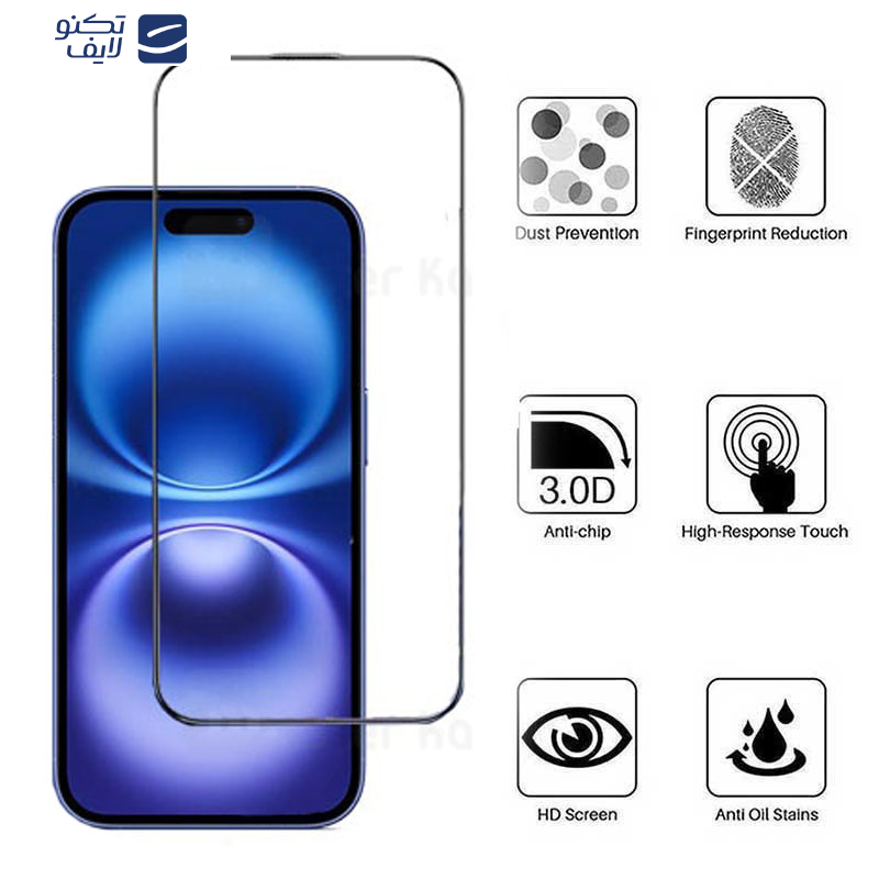 محافظ صفحه نمایش کی -زد دو مدل Full-Glassمناسب برای گوشی موبایل اپل iPhone 16/15  محافظ صفحه نمایش کی -زد دو مدل Full-Glassمناسب برای گوشی موبایل اپل iPhone 16/15