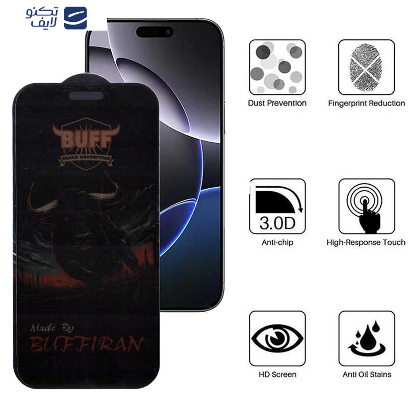 محافظ صفحه نمایش حریم شخصی بوف مدل BullRun Privacy Pro مناسب برای گوشی موبایل اپل iPhone 16 Pro Max محافظ صفحه نمایش حریم شخصی بوف مدل BullRun Privacy Pro مناسب برای گوشی موبایل اپل iPhone 16 Pro Max