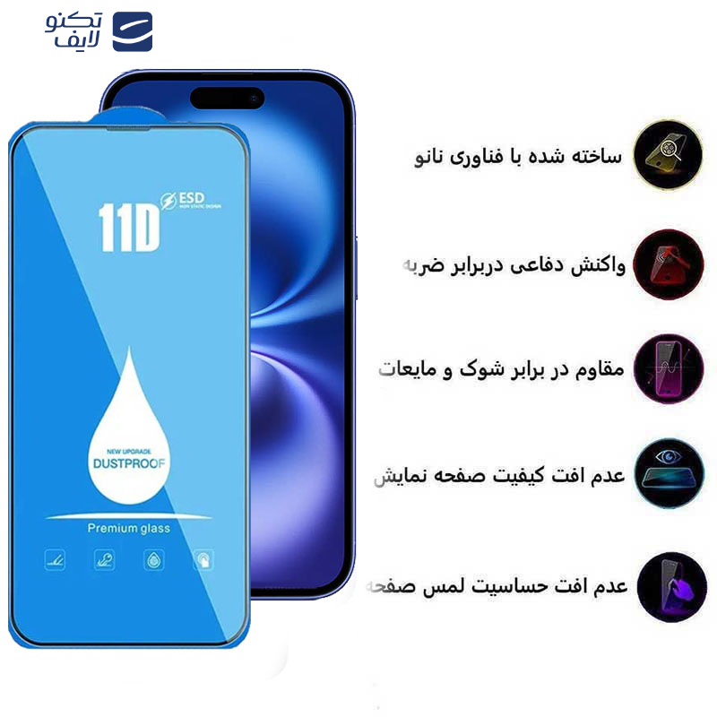 محافظ صفحه نمایش 11D اپیکوی مدل Blue ESD مناسب برای گوشی موبایل اپل iPhone 16 محافظ صفحه نمایش 11D اپیکوی مدل Blue ESD مناسب برای گوشی موبایل اپل iPhone 16