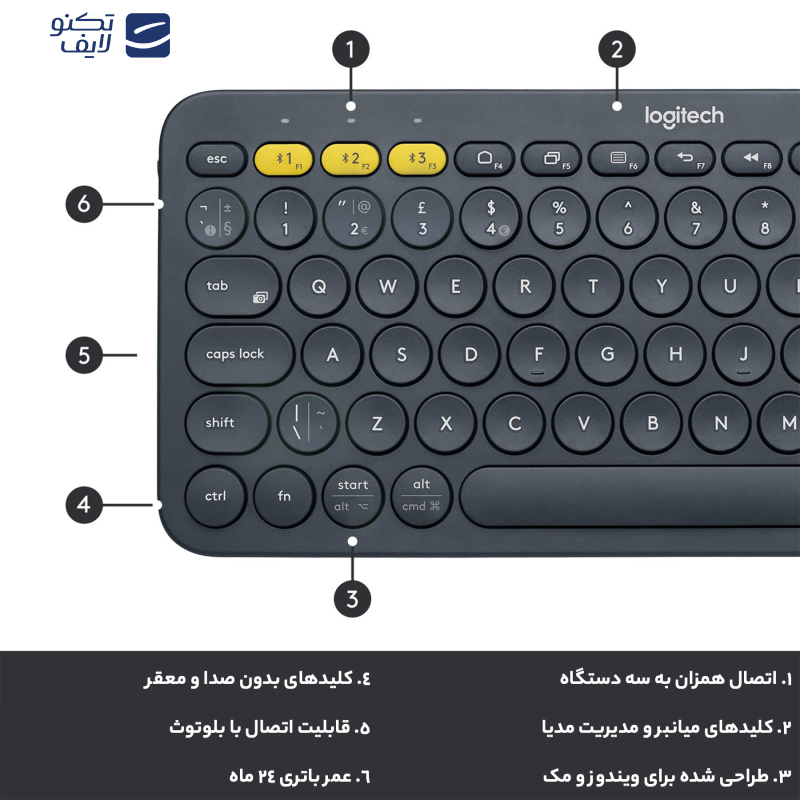 کیبورد بی سیم لاجیتک مدل K380 کیبورد بی سیم لاجیتک مدل K380