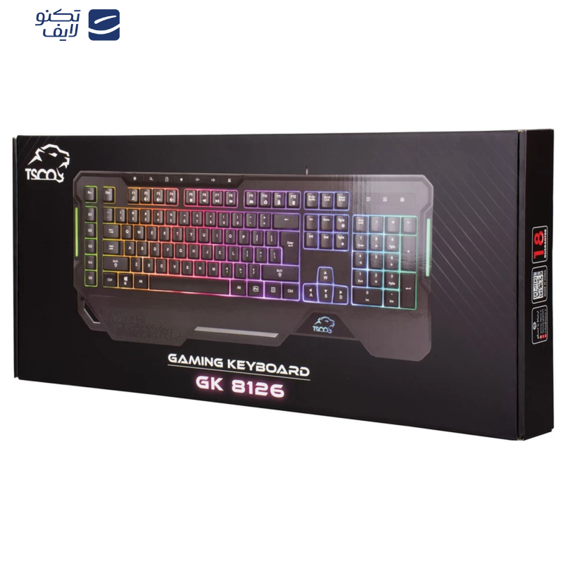 کیبورد گیمینگ تسکو مدل GK 8126، سوییچ ممبران، Full-Size، نورپردازی RGB کیبورد گیمینگ تسکو مدل GK 8126، سوییچ ممبران، Full-Size، نورپردازی RGB
