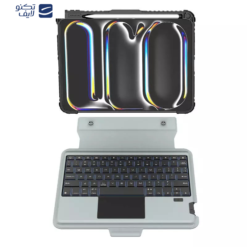 کیف کلاسوری کیبورددار نیلکین مدل Bumper Combo Backlit Keyboard مناسب برای تبلت اپل  iPad Pro 11 2024 کیف کلاسوری کیبورددار نیلکین مدل Bumper Combo Backlit Keyboard مناسب برای تبلت اپل  iPad Pro 11 2024