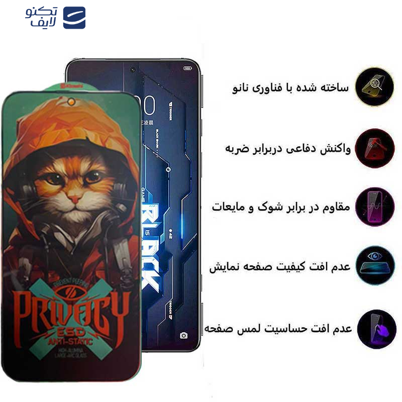 محافظ صفحه نمایش حریم شخصی اپیکوی مدل Privacy Hoodie Cat مناسب برای گوشی موبایل شیائومی Black Shark 5 Pro/5/4Pro/4/3/3S