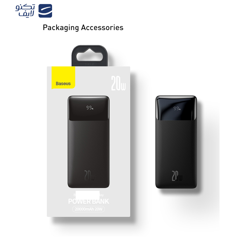 پاوربانک باسئوس مدل PPBD20K-pro-20W ظرفیت 20000 میلی آمپر ساعت پاوربانک باسئوس مدل PPBD20K-pro-20W ظرفیت 20000 میلی آمپر ساعت