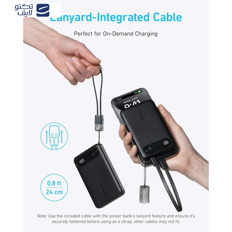 پاوربانک انکر مدل A1257 ظرفیت 10000 میلی آمپر ساعت به همراه کابل USB-C پاوربانک انکر مدل A1257 ظرفیت 10000 میلی آمپر ساعت به همراه کابل USB-C