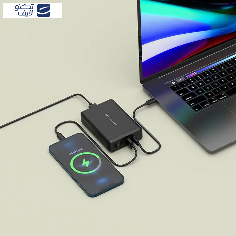 شارژر رومیزی 75 وات پاورولوجی مدل PWCUQC001 شارژر رومیزی 75 وات پاورولوجی مدل PWCUQC001