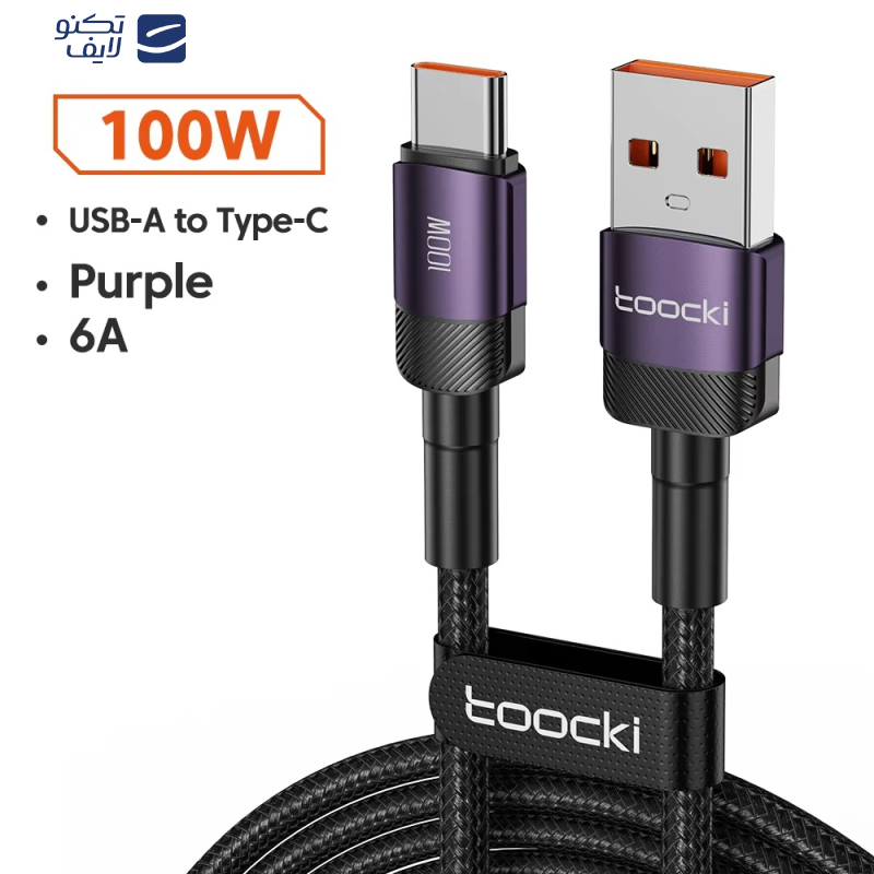 کابل تبدیل USB به USB-C توکی مدل 100W TQ-X12 طول 2 متر کابل تبدیل USB به USB-C توکی مدل 100W TQ-X12 طول 2 متر