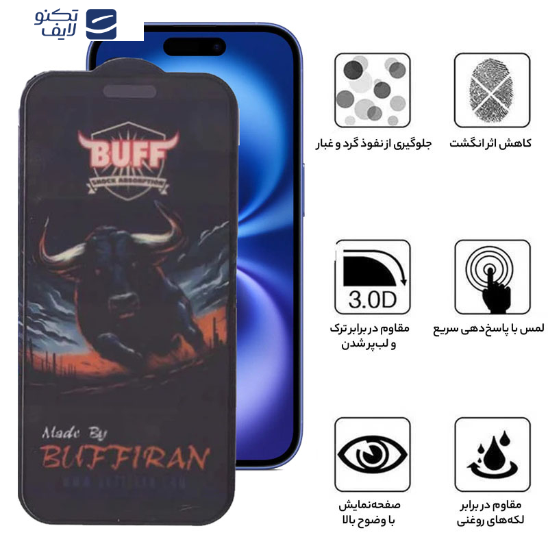 محافظ صفحه نمایش مات بوف مدل BullRun Matte Pro مناسب برای گوشی موبایل اپل iPhone 16/15 محافظ صفحه نمایش مات بوف مدل BullRun Matte Pro مناسب برای گوشی موبایل اپل iPhone 16/15