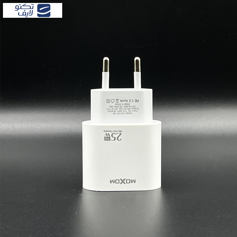 شارژر دیواری 25 وات موکسوم مدل MX-HC139 به همراه کابل تبدیل usb-C شارژر دیواری 25 وات موکسوم مدل MX-HC139 به همراه کابل تبدیل usb-C