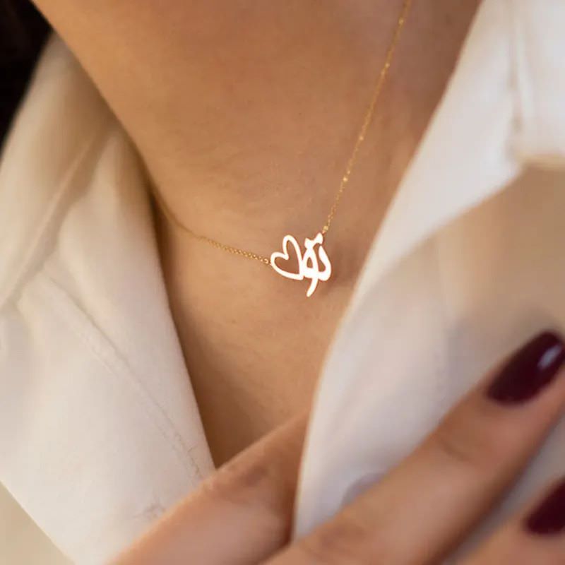 گردنبند طلا 18عیار طرح تو و قلب گردنبند طلا 18عیار طرح تو و قلب