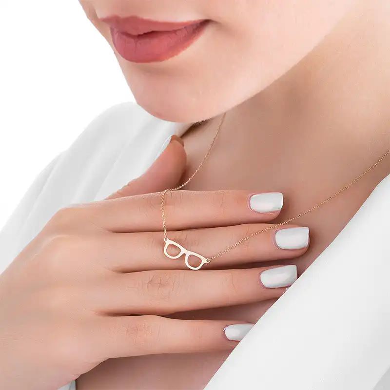 گردنبند طلا 18عیار طرح عینک گردنبند طلا 18عیار طرح عینک