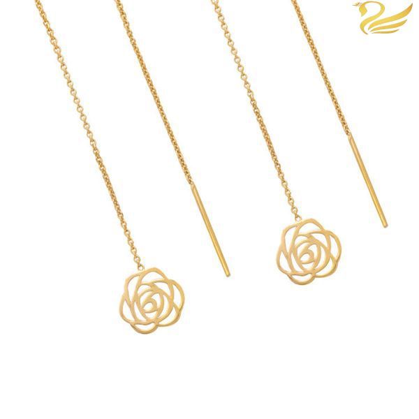 گوشواره طلا 18عیار بخیه ای گل رز گوشواره طلا 18عیار بخیه ای گل رز