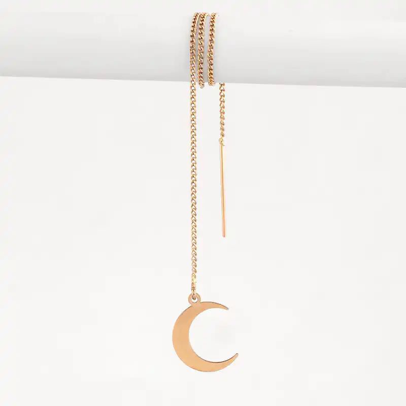 گوشواره بخیه ای طلا 18عیار طرح بخیه ای ماه ساده گوشواره بخیه ای طلا 18عیار طرح بخیه ای ماه ساده