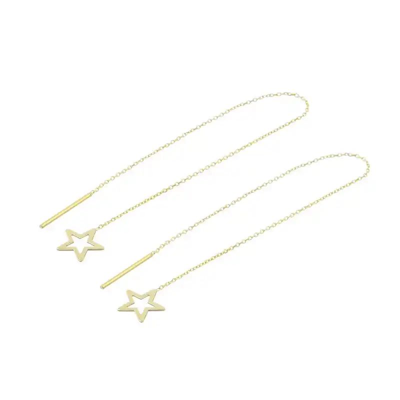 گوشواره بخیه ای طلا 18عیار طرح بخیه ای ستاره خالی گوشواره بخیه ای طلا 18عیار طرح بخیه ای ستاره خالی