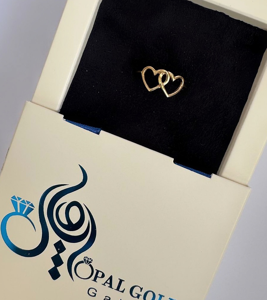 انگشتر طلا 18 عیار زنانه اپال گلد مدل مینیمال دوقلب کد sh0435  سایز 56 انگشتر طلا 18 عیار زنانه اپال گلد مدل مینیمال دوقلب کد sh0435  سایز 56