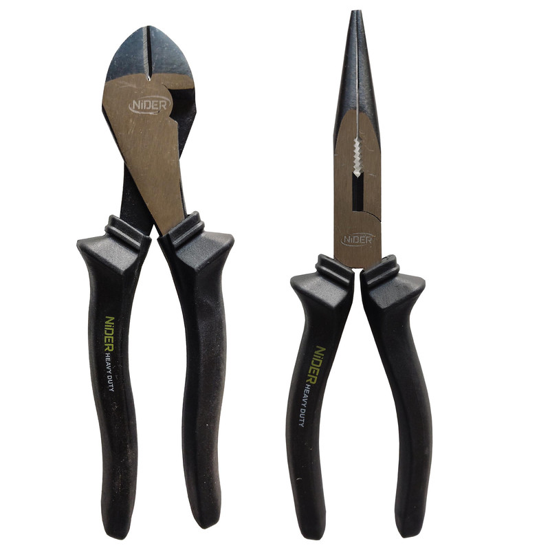 انبر دم باریک و سیم چین  نیدر کد HEAVY DUTY CR-V 08 سایز 8 اینج مجموعه 2 عددی