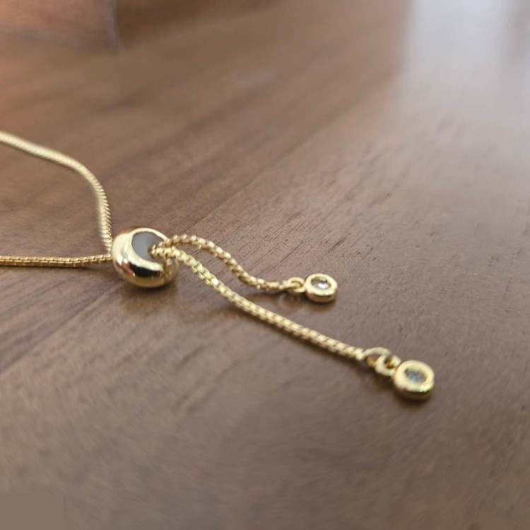 دستبند طلا 18 عیار زنانه شمیم گلد گالری طرح مینیمال دایره و برگ کد D73-18