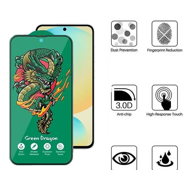 محافظ صفحه نمایش اپیکوی مدل Green Dragon ExplosionProof مناسب برای گوشی موبایل سامسونگ Galaxy S25 FE/ A55/ A35 محافظ صفحه نمایش اپیکوی مدل Green Dragon ExplosionProof مناسب برای گوشی موبایل سامسونگ Galaxy S25 FE/ A55/ A35