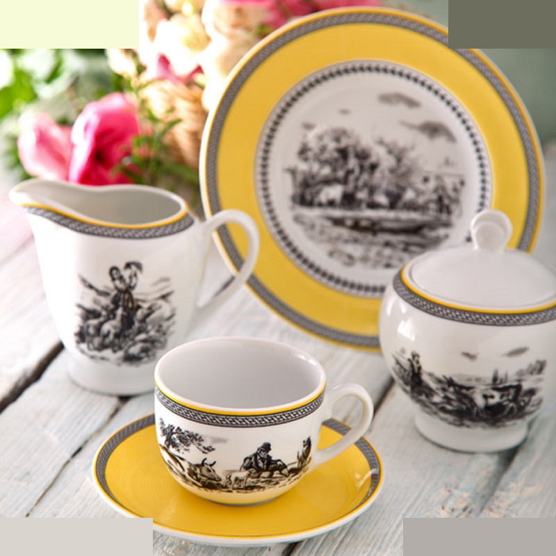 سرویس چای خوری 17 پارچه چینی زرین ایران مدل ایتالیا اف ویلیج درجه عالی