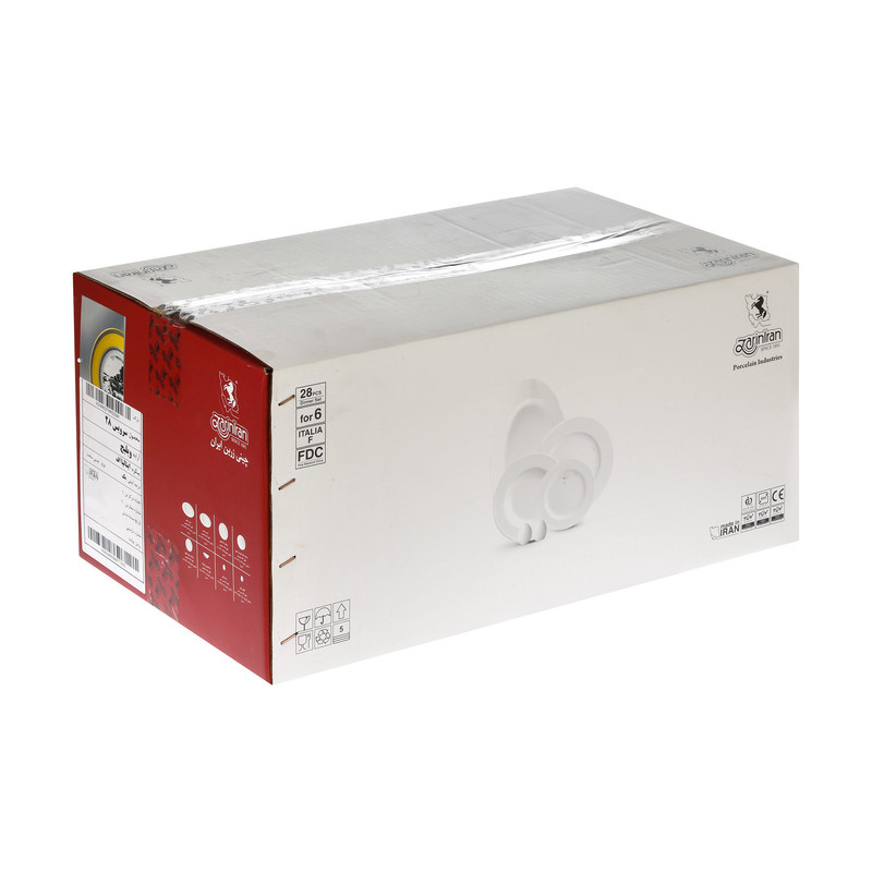 سرویس غذاخوری 28 پارچه 6 نفر چینی زرین ایران مدل ایتالیا اف Village 2 درجه یک