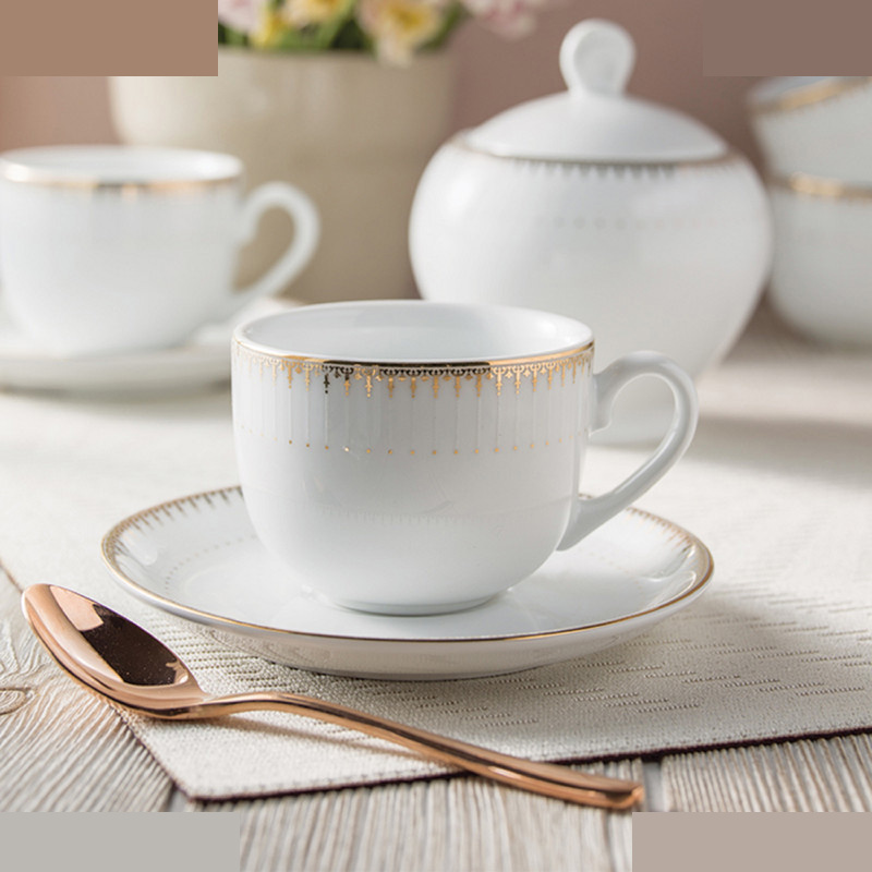 ست فنجان و نعلبکی 12 پارچه چینی زرین ایران مدل چای خوری ایتالیا اف 8 سپیدار درجه سه