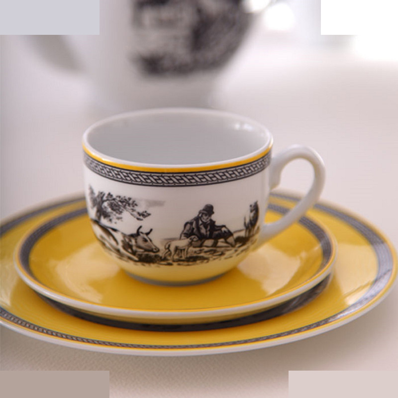 ست فنجان و نعلبکی 12 پارچه چینی زرین ایران مدل چای خوری ایتالیا اف 8 ویلیج درجه 1