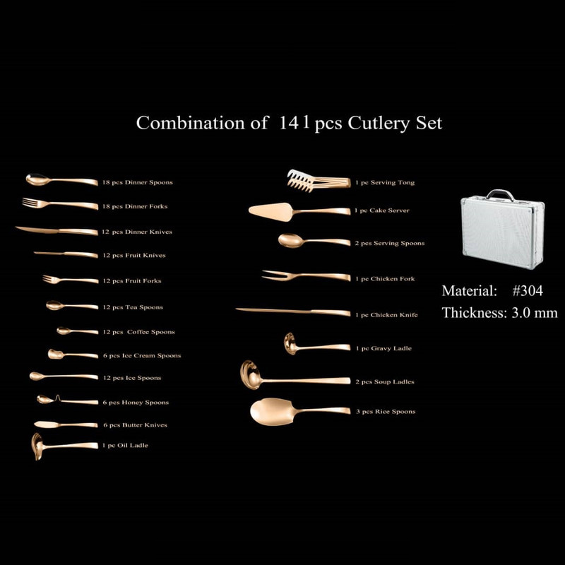 سرویس قاشق و چنگال 141 پارچه جی فی نی مدل R-941 لاکچری سرویس قاشق و چنگال 141 پارچه جی فی نی مدل R-941 لاکچری