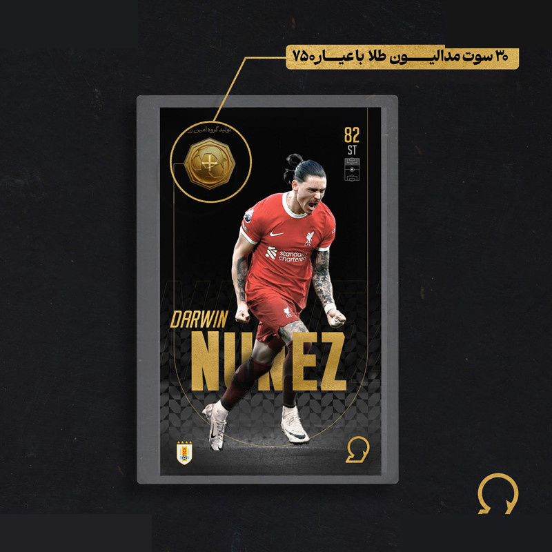 طلا گرمی 18 عیار مدوپد مدل NUNEZ طرح فوتبالی 2025 کد SO10087 طلا گرمی 18 عیار مدوپد مدل NUNEZ طرح فوتبالی 2025 کد SO10087