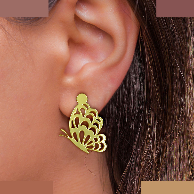 نیم ست طلا 18 عیار زنانه مدوپد مدل پروانه کد NA11417