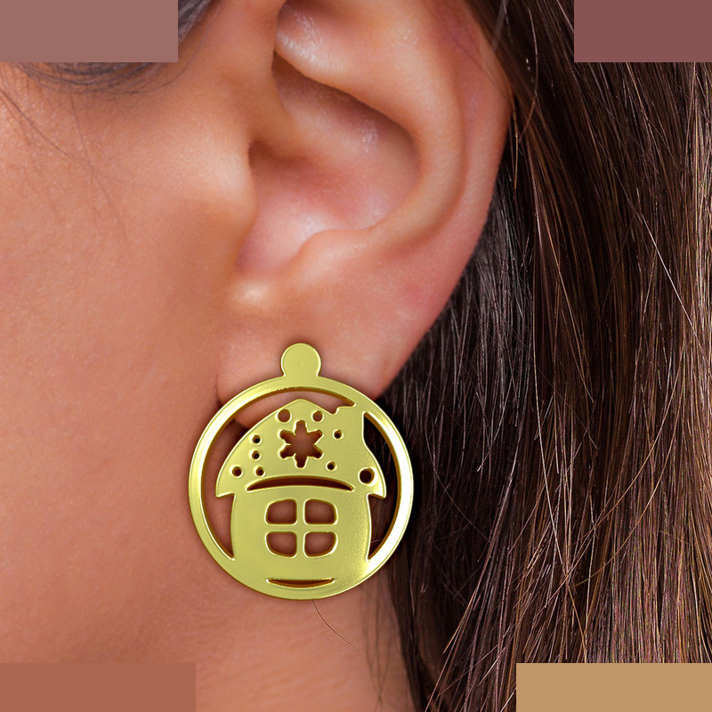 نیم ست طلا 18 عیار زنانه مدوپد مدل خانه کد NA11453