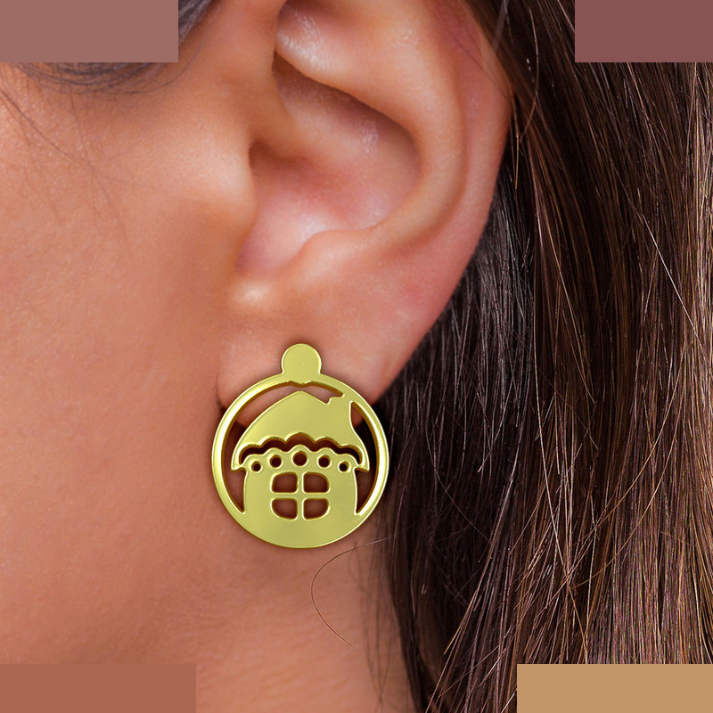 نیم ست طلا 18 عیار زنانه مدوپد مدل خانه کد NA11473