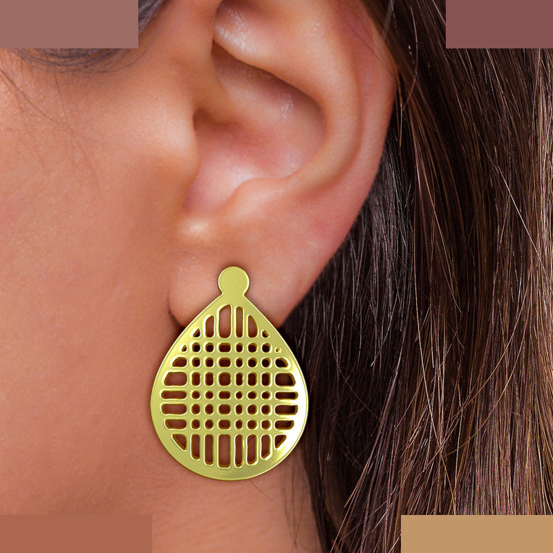 نیم ست طلا 18 عیار زنانه مدوپد مدل هندسی کد NA11601