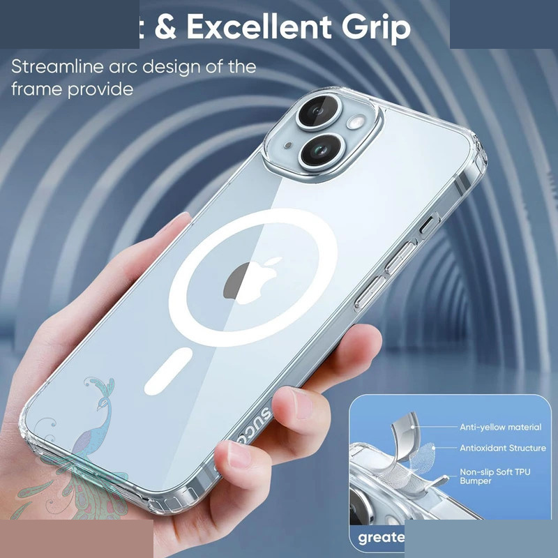 کاورگوشی موبایل اپل iPhone 15 پیکوک مدل Clear Magsafe کاورگوشی موبایل اپل iPhone 15 پیکوک مدل Clear Magsafe