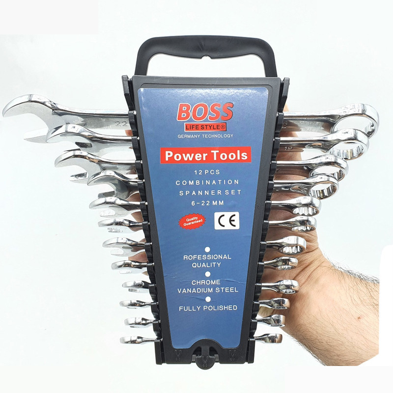 آچار یکسر تخت و یکسر رینگی باس مدل LIFE-STYLE مجموعه 12 عددی آچار یکسر تخت و یکسر رینگی باس مدل LIFE-STYLE مجموعه 12 عددی