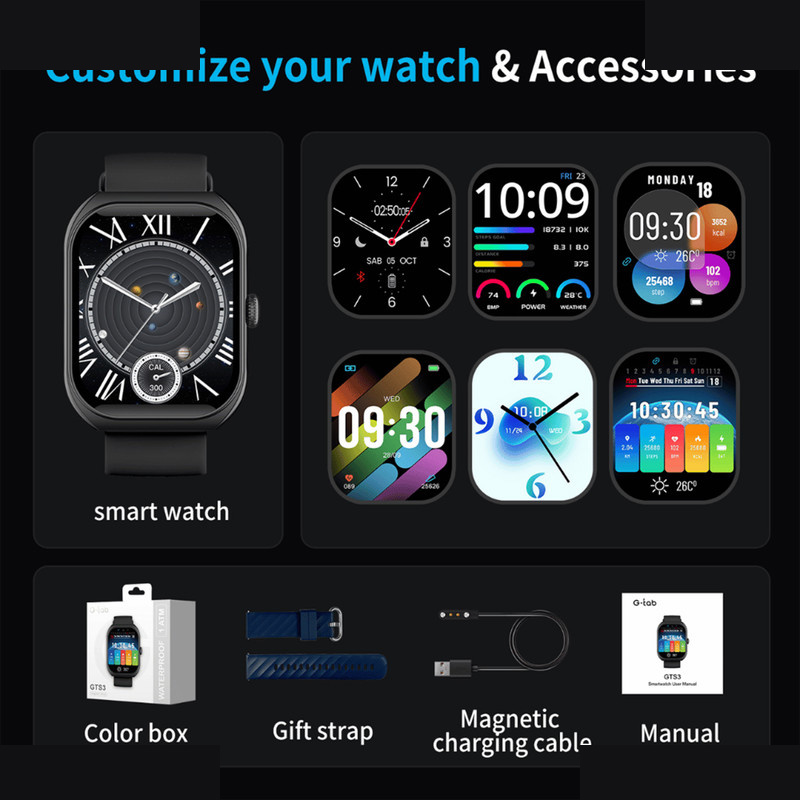 ساعت هوشمند جی تب مدل GTS 3 با بند سیلیکونی ساعت هوشمند جی تب مدل GTS 3 با بند سیلیکونی