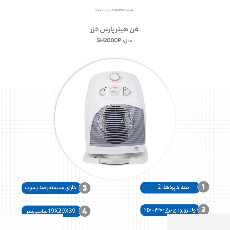 فن هیتر پارس خزر مدل SH2000P فن هیتر پارس خزر مدل SH2000P
