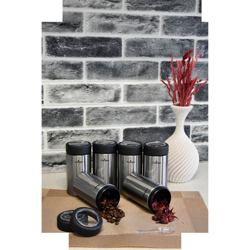 جا ادویه یونیک مدل استیل کد 4490 مجموعه 6 عددی جا ادویه یونیک مدل استیل کد 4490 مجموعه 6 عددی