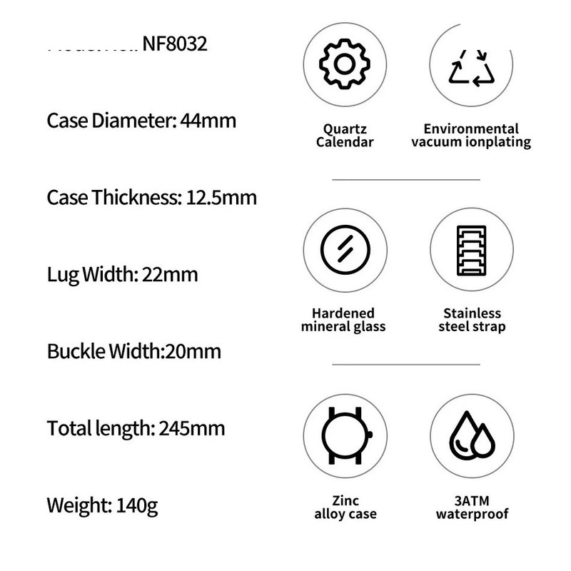 ساعت مچی عقربهای مردانه نیوی فورس مدل NF8032SB
