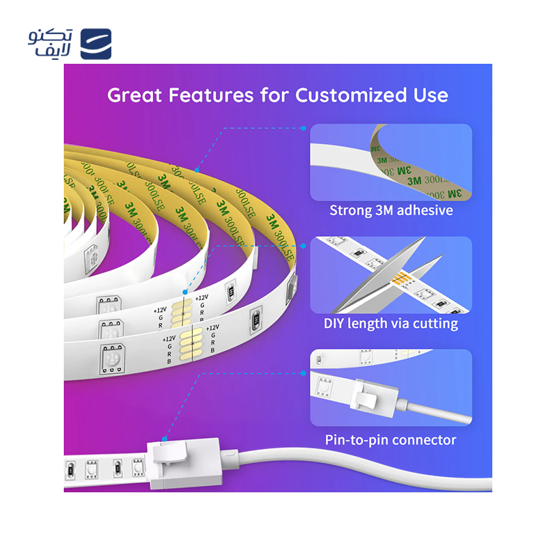 gallery-ریسه هوشمند گووی مدل RGBIC Basic Wi-Fi Bluetooth LED Strip Lights H618A طول 5 متر همراه با کابل چویتک copy.png gallery-ریسه هوشمند گووی مدل RGBIC Basic Wi-Fi Bluetooth LED Strip Lights H618A طول 5 متر همراه با کابل چویتک copy.png