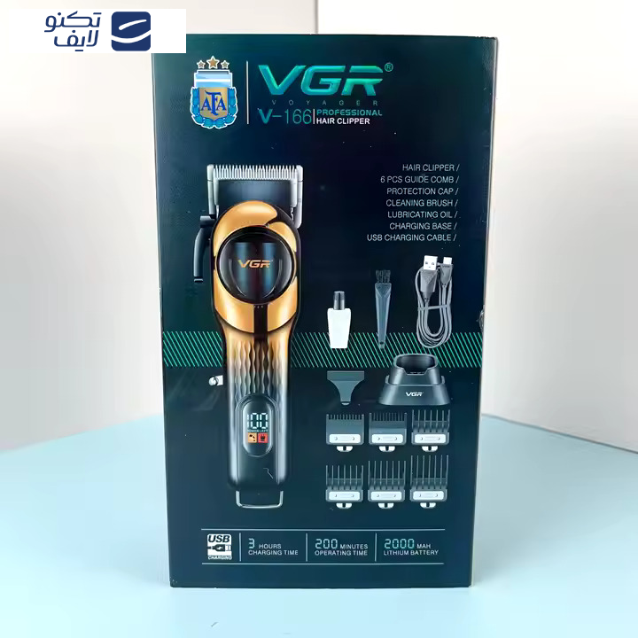 ماشین اصلاح مو سر و صورت شارژی  وی جی ار مدل v166 ماشین اصلاح مو سر و صورت شارژی  وی جی ار مدل v166