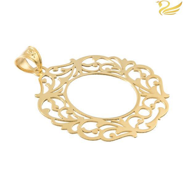 پلاک طلا 18 عیار زنانه طرح اسلیمی قاب پلاک طلا 18 عیار زنانه طرح اسلیمی قاب