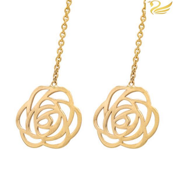 گوشواره طلا 18عیار بخیه ای گل رز گوشواره طلا 18عیار بخیه ای گل رز