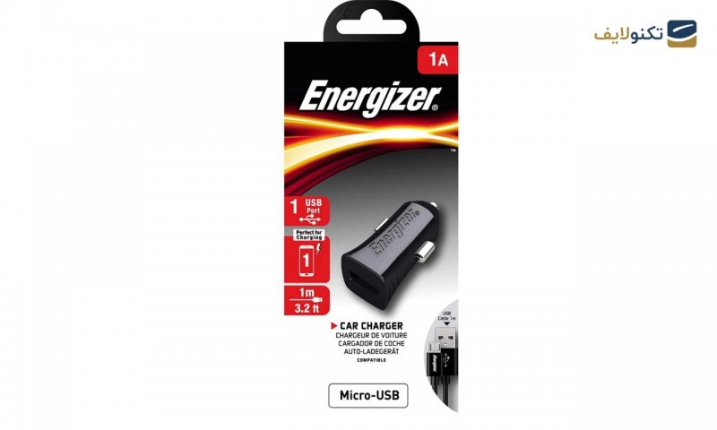 شارژر فندکی انرجایزر مدل DCA1ACMC3 به همراه کابل MicroUSB شارژر فندکی انرجایزر مدل DCA1ACMC3 به همراه کابل MicroUSB