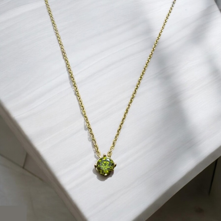 گردنبند طلا 18 عیار زنانه شمیم گلد گالری مدل مینیمال طرح زمرد