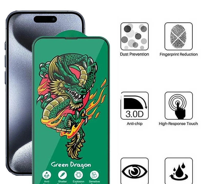 محافظ صفحه نمایش اپیکوی مدل Green Dragon ExplosionProof مناسب برای گوشی موبایل اپل iPhone 16 /15 / 14 Pro محافظ صفحه نمایش اپیکوی مدل Green Dragon ExplosionProof مناسب برای گوشی موبایل اپل iPhone 16 /15 / 14 Pro