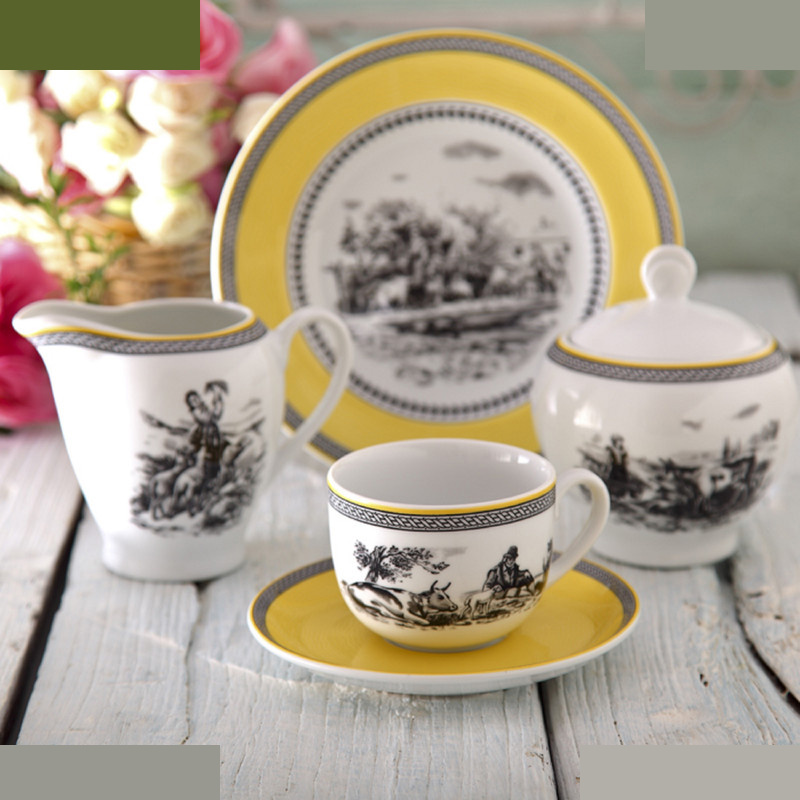 سرویس چای خوری 17 پارچه چینی زرین ایران مدل ایتالیا اف ویلیج درجه عالی