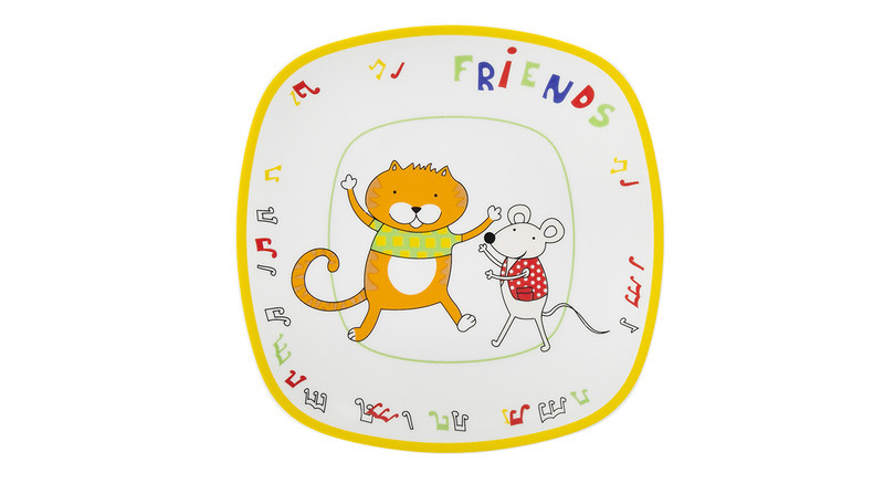 سرویس غذاخوری 5 پارچه کودک چینی زرین ایران مدل کواترو دوستان درجه عالی