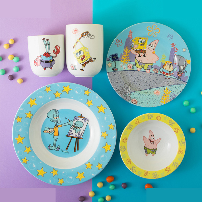 سرویس غذاخوری 5 پارچه چینی زرین ایران مدل باب اسفنجی درجه یک